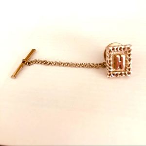 Letter H Silver Tone Tie Tack